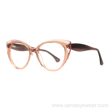 Custom Fashion Women Diamond Acetate Optical Frame Glasses